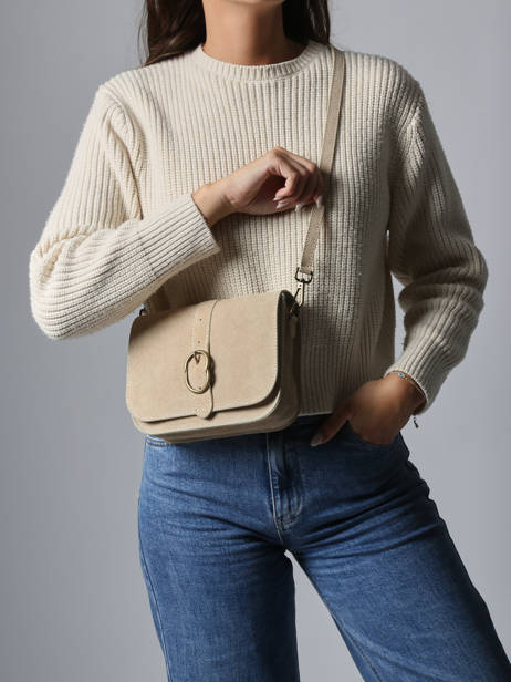 Cross Body Tas Velvet Leder Milano Beige velvet VE25063 ander zicht 1